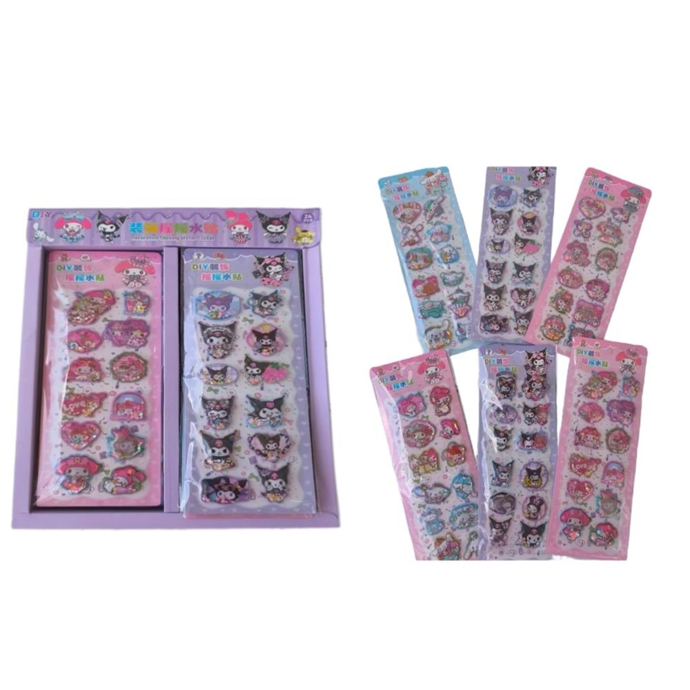 STİKER SULU KABARMALI KARIŞIK KAREKTERLER 24 PKT HS-15247 *1008