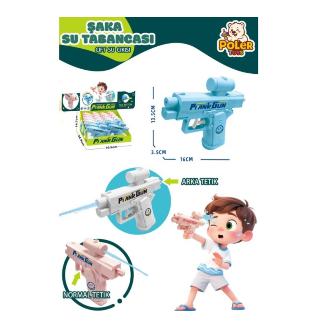 12 Lİ STANDLI ÇİFT SU ÇIKIŞLI ŞAKA SU TABANCASI 888-325 *144