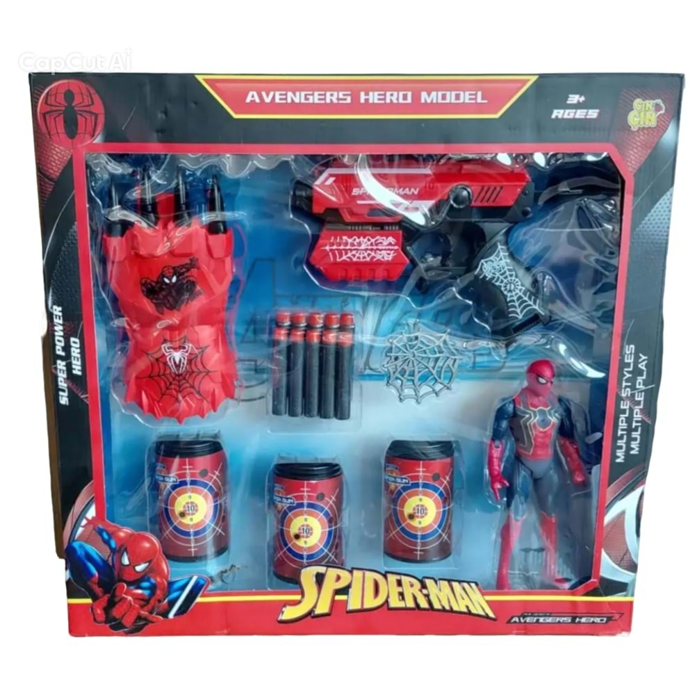 HEDEFLİ ELDİVEN SPIDERMAN DART ATICI SET FAB.10092 *18