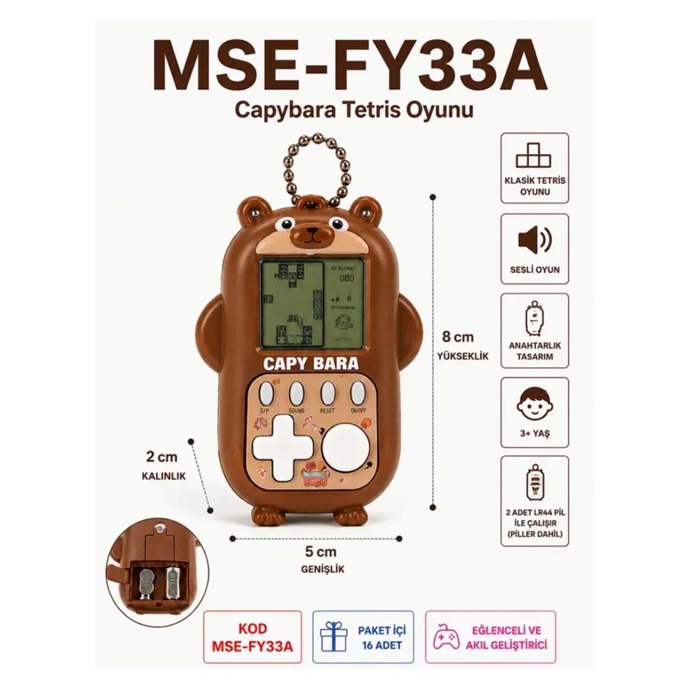 KAPİBARA ANAHTARLIK TETSİS 16 LI PKT MSE-FY33A *384