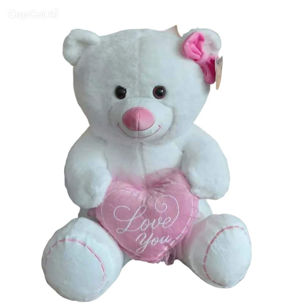 PELUŞ 60 CM PEMBE KALPLİ AYICIK POL-1125 *28