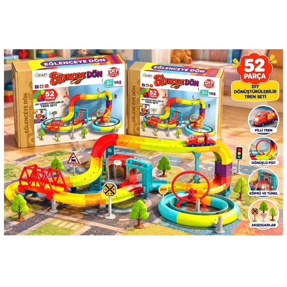 SEHER EĞLENCELİ DÖNDOLAŞ PİLLİ TREN 52PARÇA SH59317 *24